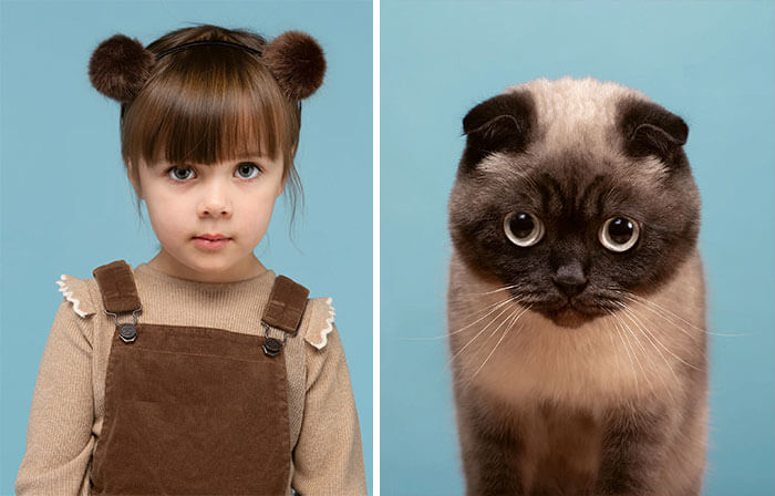 menina e gato parecidos